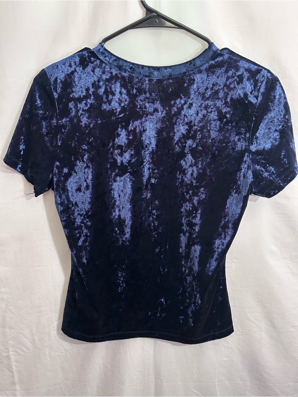 Free People Crushed Velvet Short Sleeve Tee - Navy - Picture 2 of 3